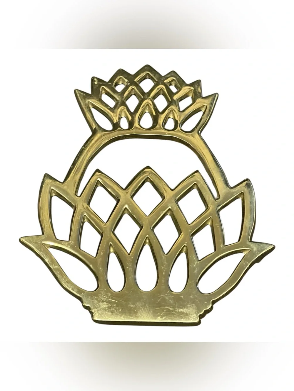 ✨ VTG Virginia Metalcrafters Solid Brass Pineapple Trivet 1976 ✨